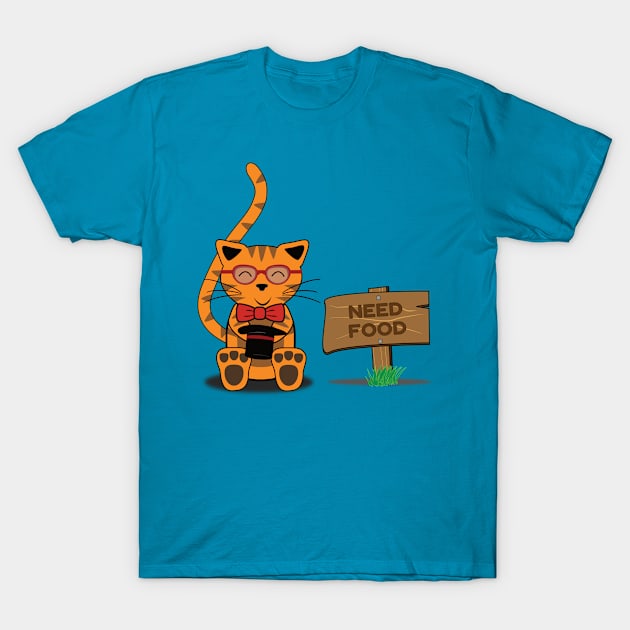 Need Food, Cute and Funny Tabby Cat T-Shirt by emojiawesome